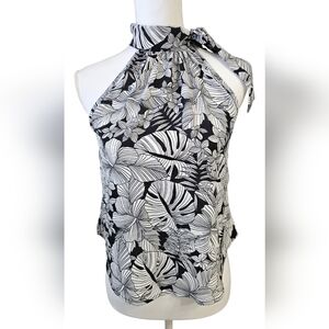 Paper Crane Black & White Floral Halter Camisole